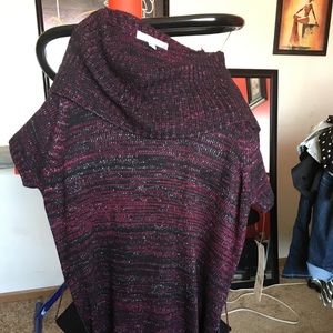 ny collection purple & black cowlneck sweater SZ L